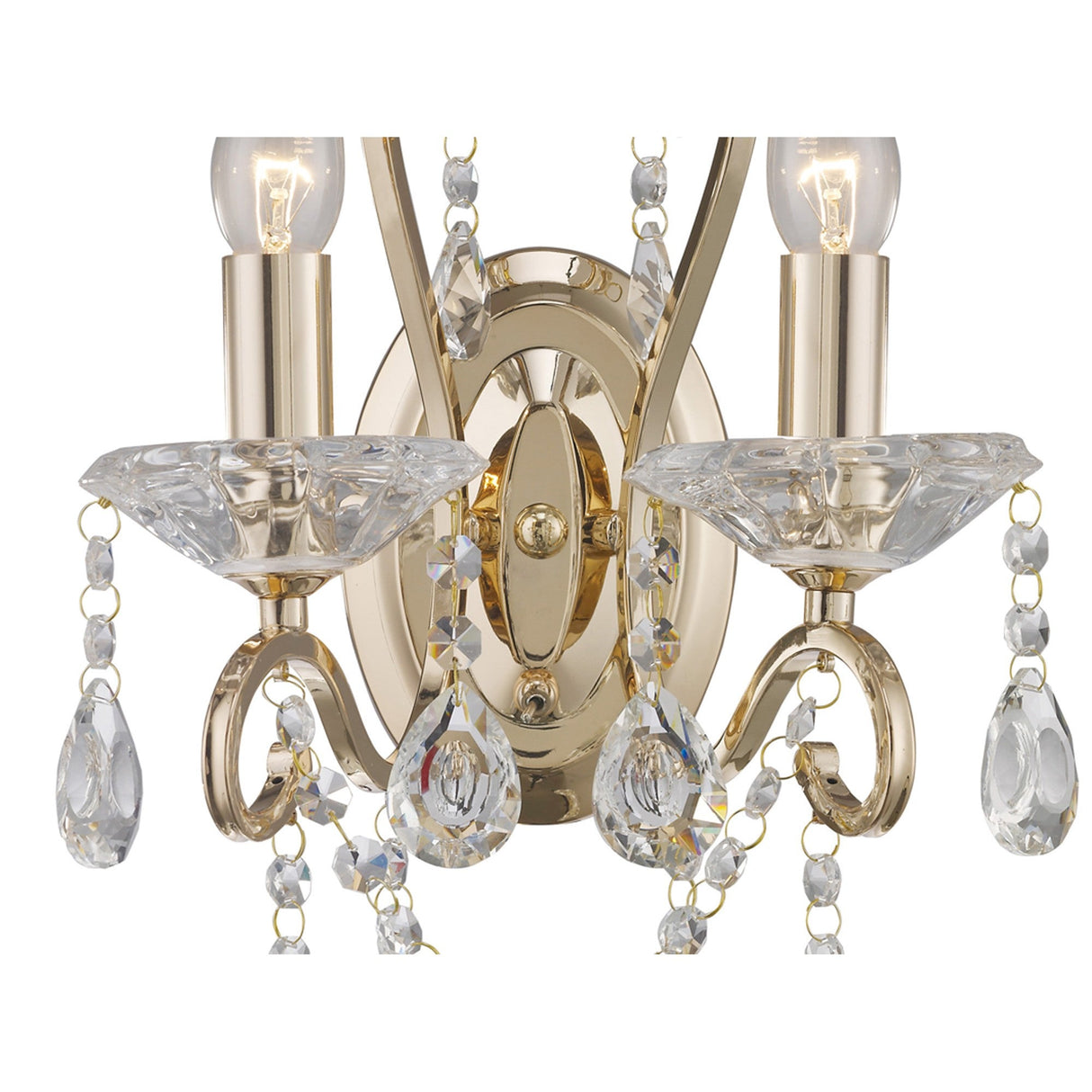 Vela 2 Light Crystal Wall Light - Gold