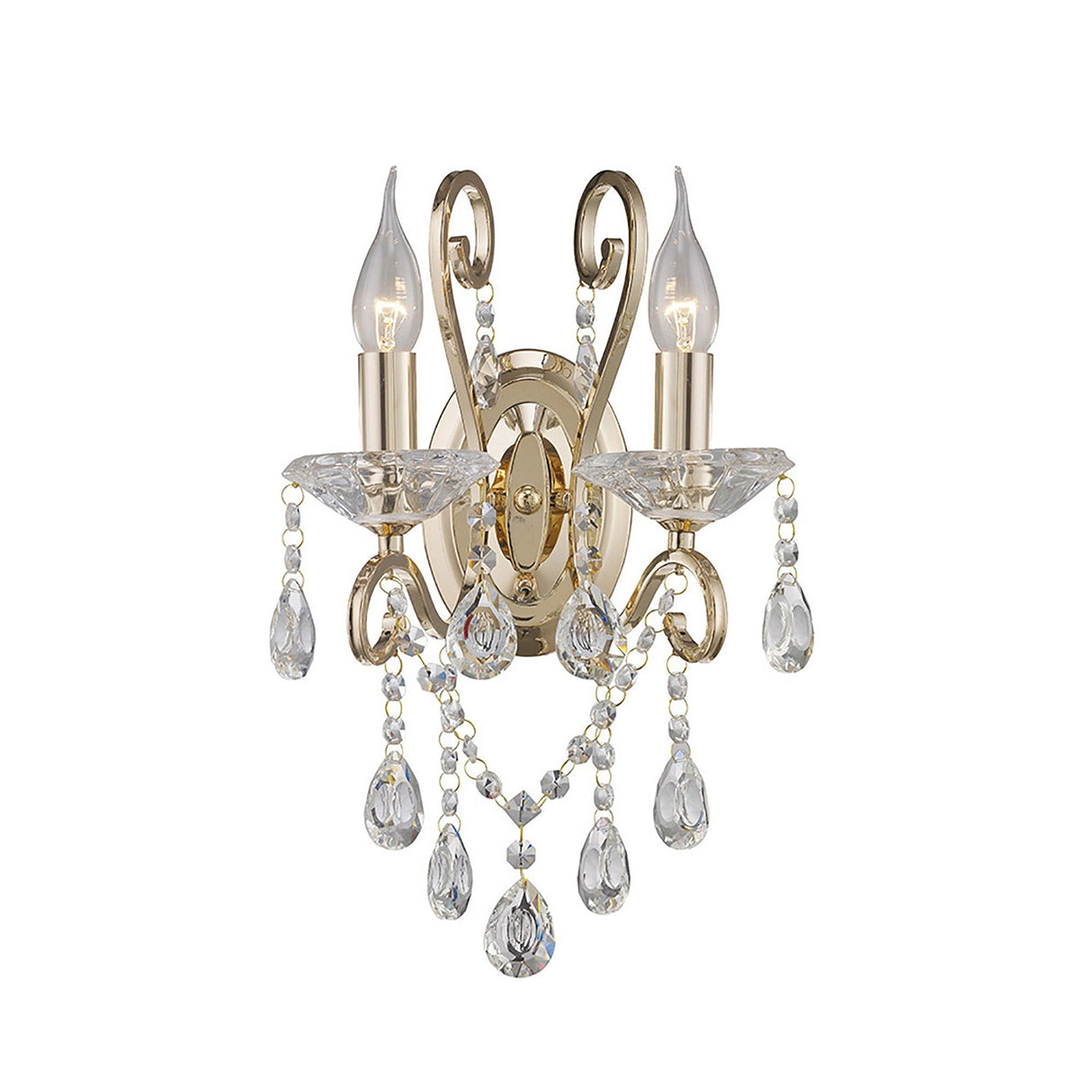 Vela 2 Light Crystal Wall Light - Gold