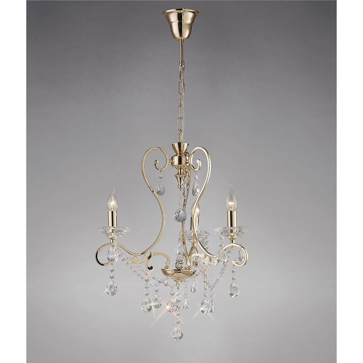 Vela 54cm 3 Light Crystal Chandelier - French Gold
