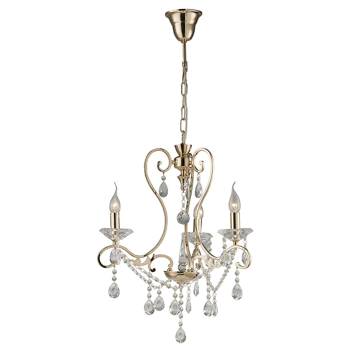 Vela 54cm 3 Light Crystal Chandelier - French Gold