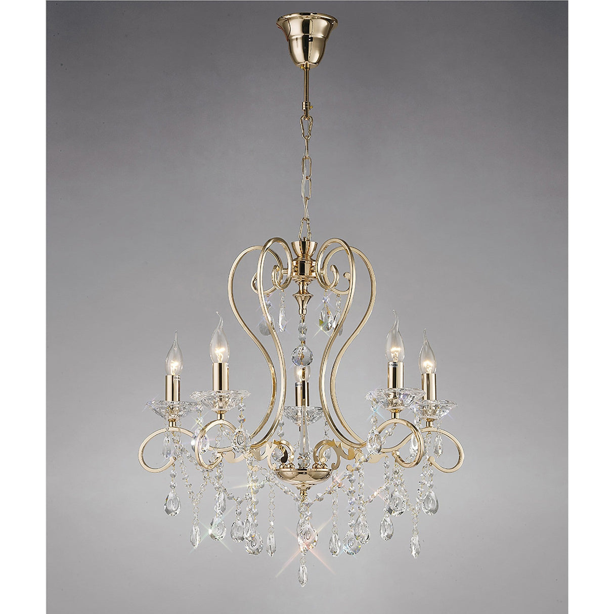 Vela 62cm 5 Light Crystal Chandelier - French Gold