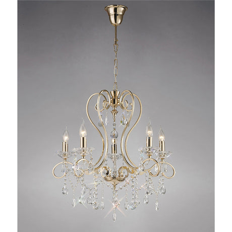 Vela 62cm 5 Light Crystal Chandelier - French Gold