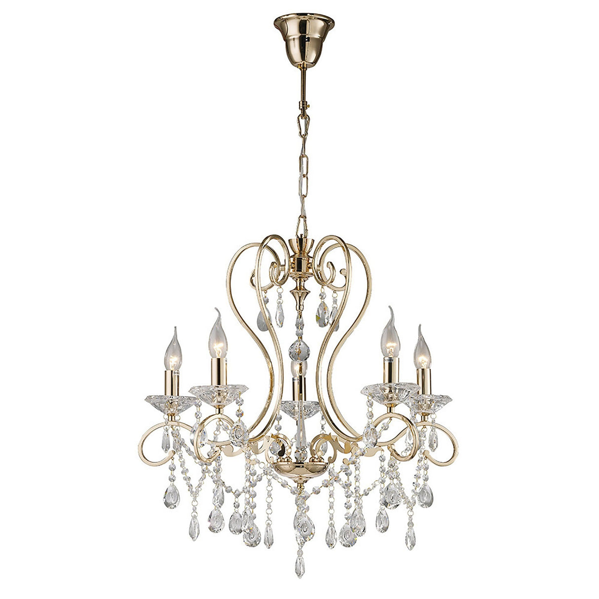 Vela 62cm 5 Light Crystal Chandelier - French Gold