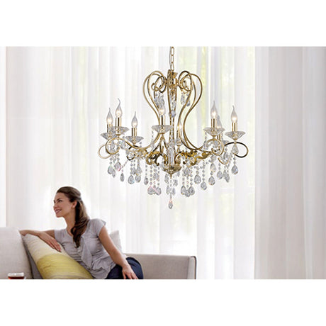 Vela 76cm 8 Light Crystal Chandelier - French Gold