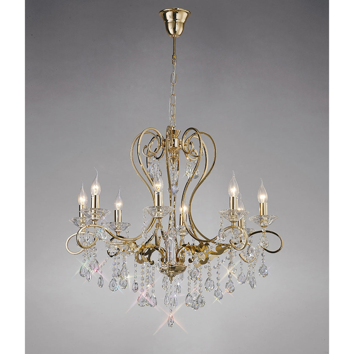 Vela 76cm 8 Light Crystal Chandelier - French Gold