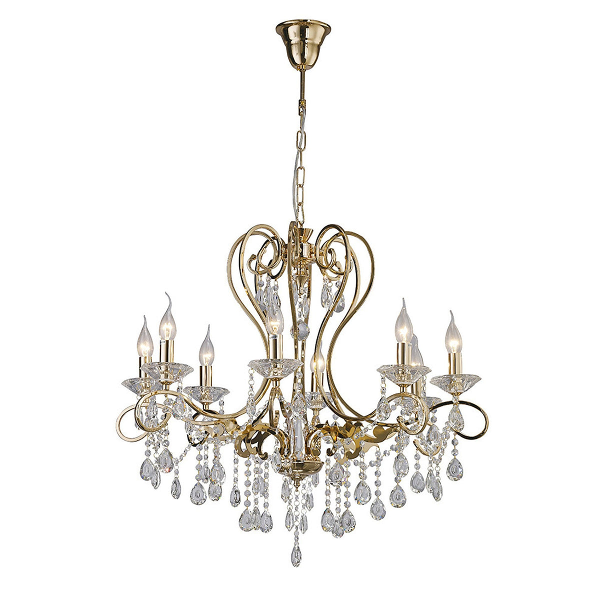 Vela 76cm 8 Light Crystal Chandelier - French Gold