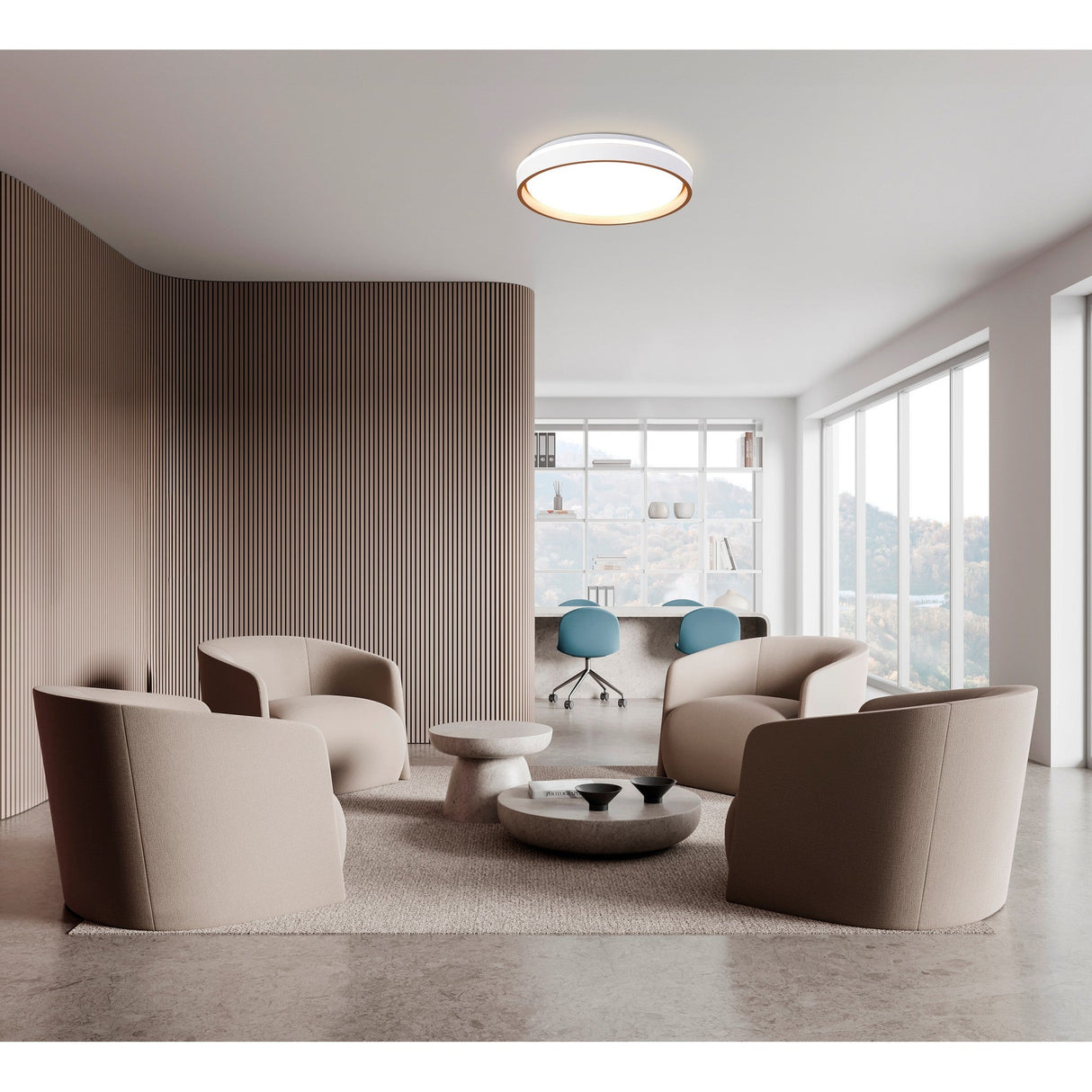 Verona CCT Dimmable LED Flush Ceiling Light With Remote Control 55W - Gold