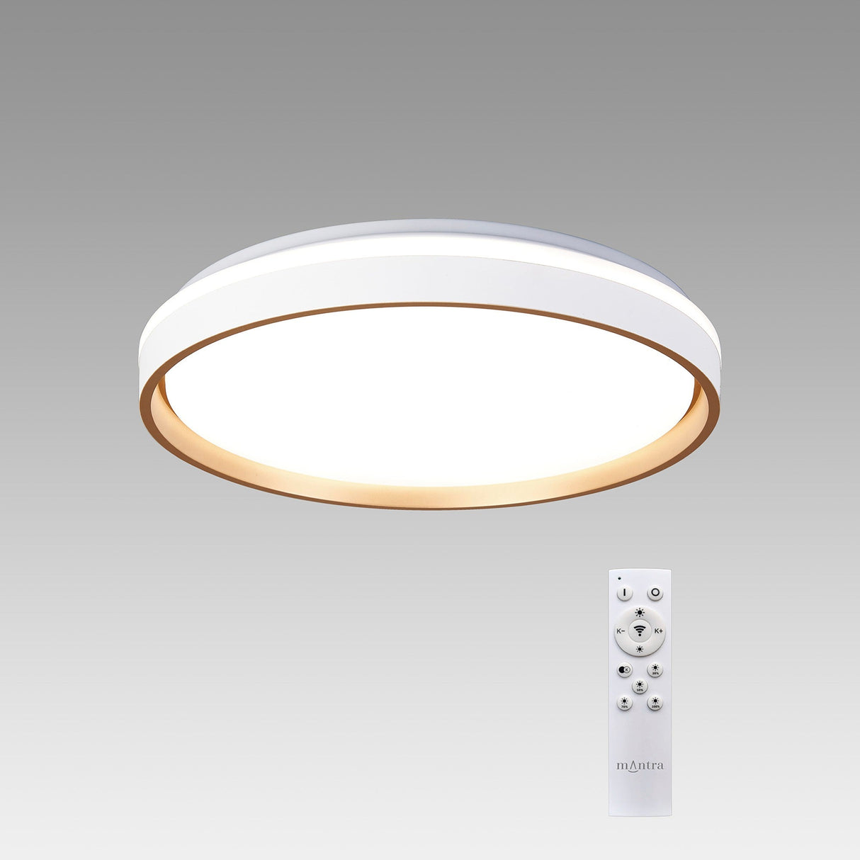 Verona CCT Dimmable LED Flush Ceiling Light With Remote Control 55W - Gold