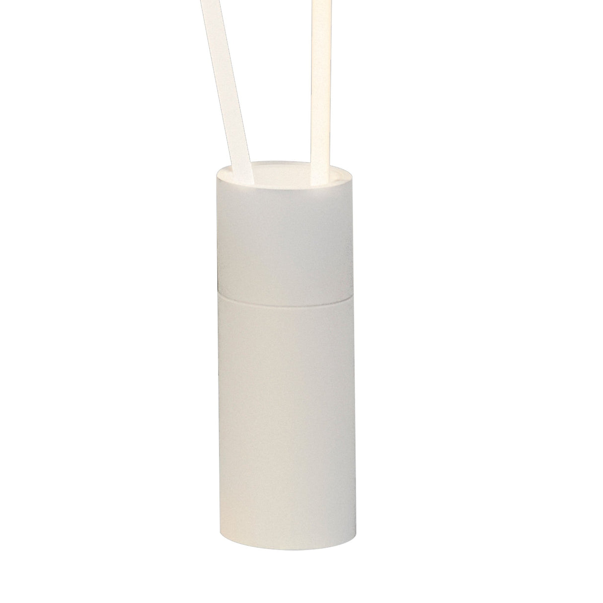 The Vertical Dimmable LED Floor Lamp 44W 3000K - White features a minimalist white cylindrical body with a smooth matte finish and two slim white sticks extending from the top, echoing modern interior lighting aesthetics.