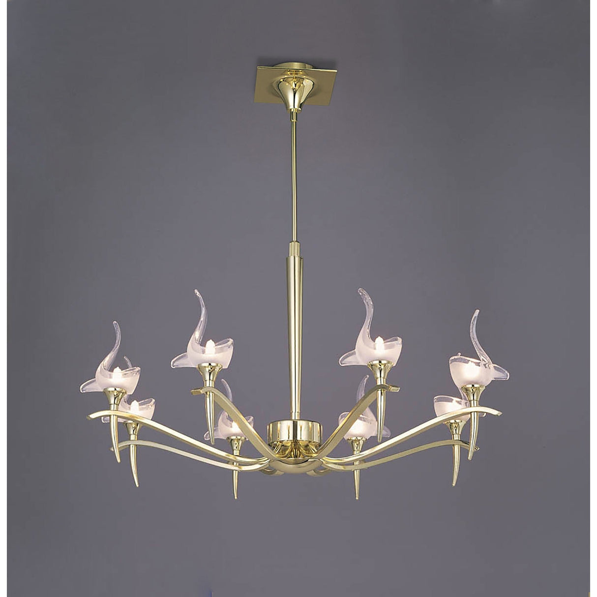 Viena 71.5cm Telescopic Round 8 Light Chandelier - Polished Brass