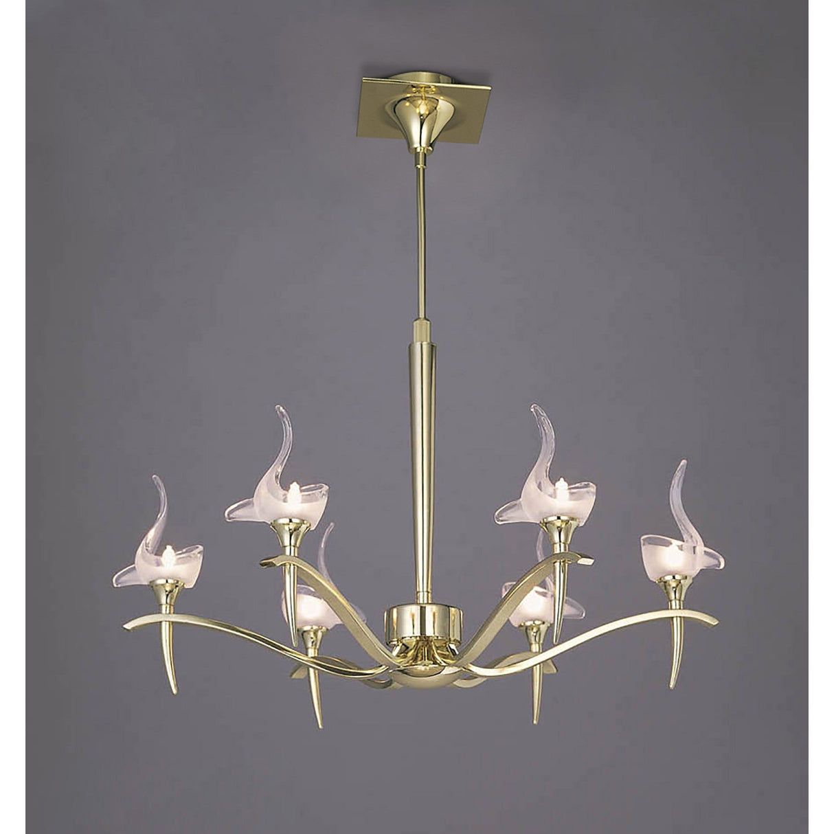 Viena 61cm Telescopic Round 6 Light Chandelier - Polished Brass