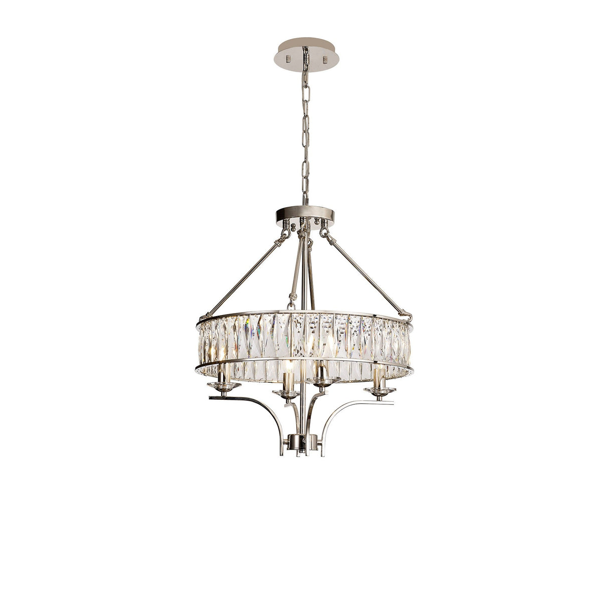 Vivienne 50cm 4 Light Crystal Chandelier/Semi Ceiling - Polished Nickel