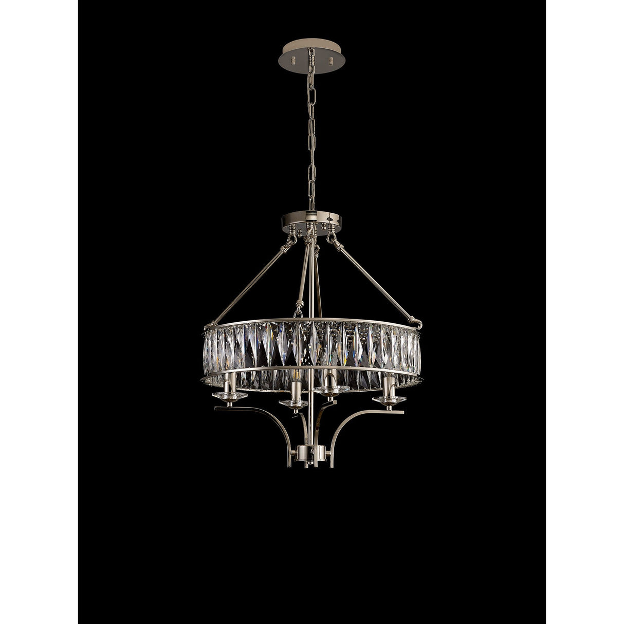Vivienne 50cm 4 Light Crystal Chandelier/Semi Ceiling - Polished Nickel