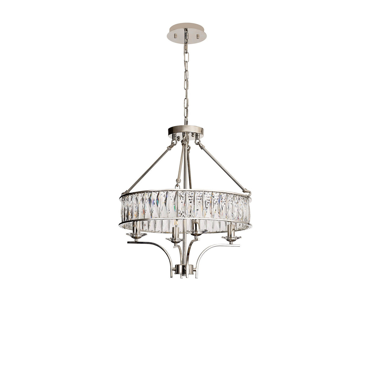 Vivienne 50cm 4 Light Crystal Chandelier/Semi Ceiling - Polished Nickel