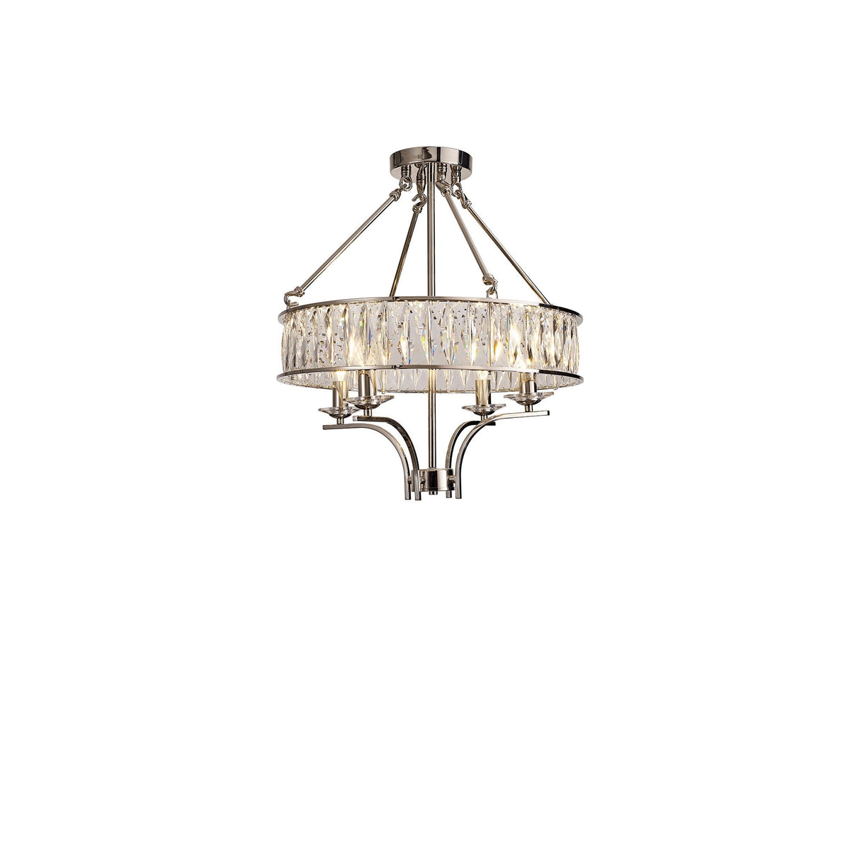 Vivienne 50cm 4 Light Crystal Chandelier/Semi Ceiling - Polished Nickel