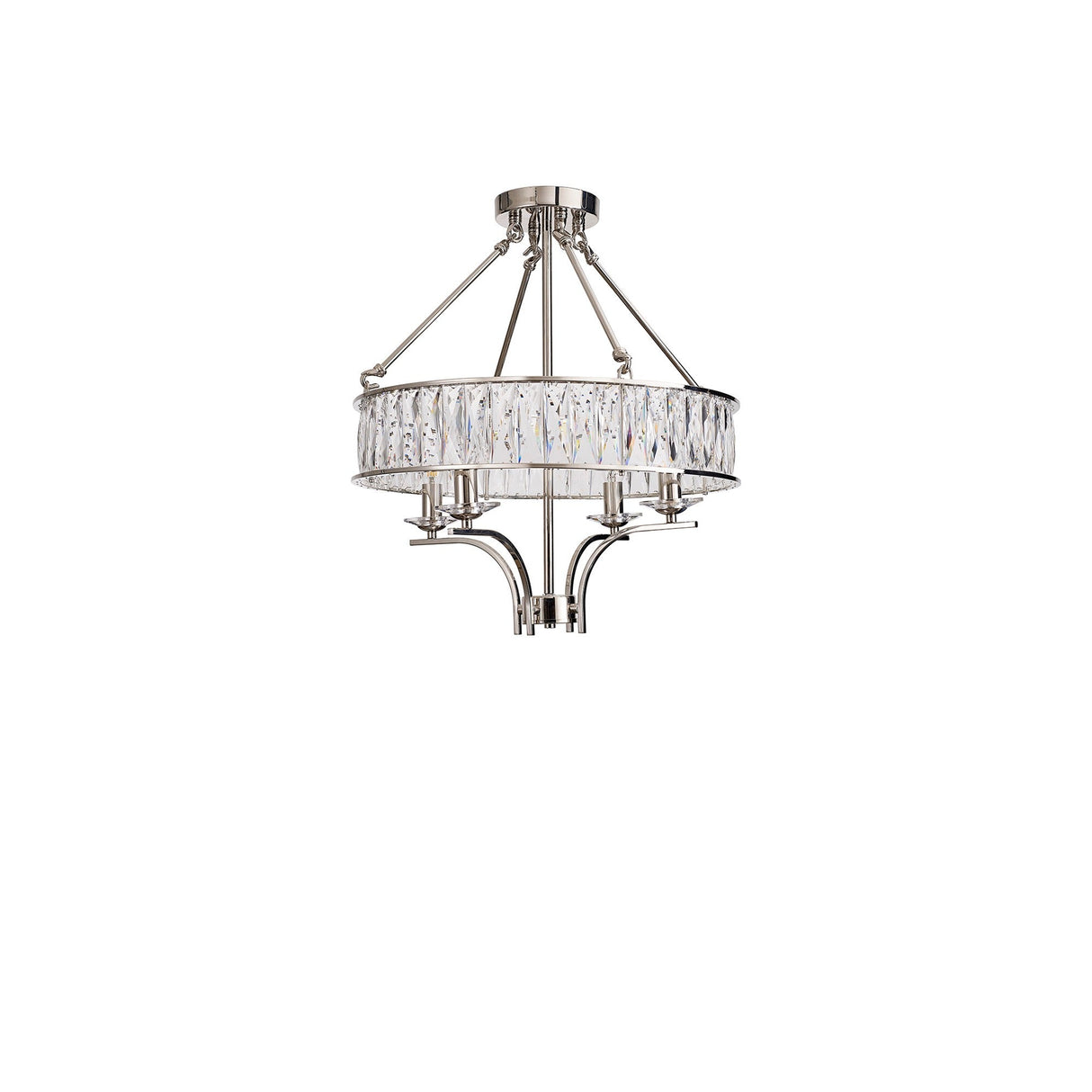 Vivienne 50cm 4 Light Crystal Chandelier/Semi Ceiling - Polished Nickel