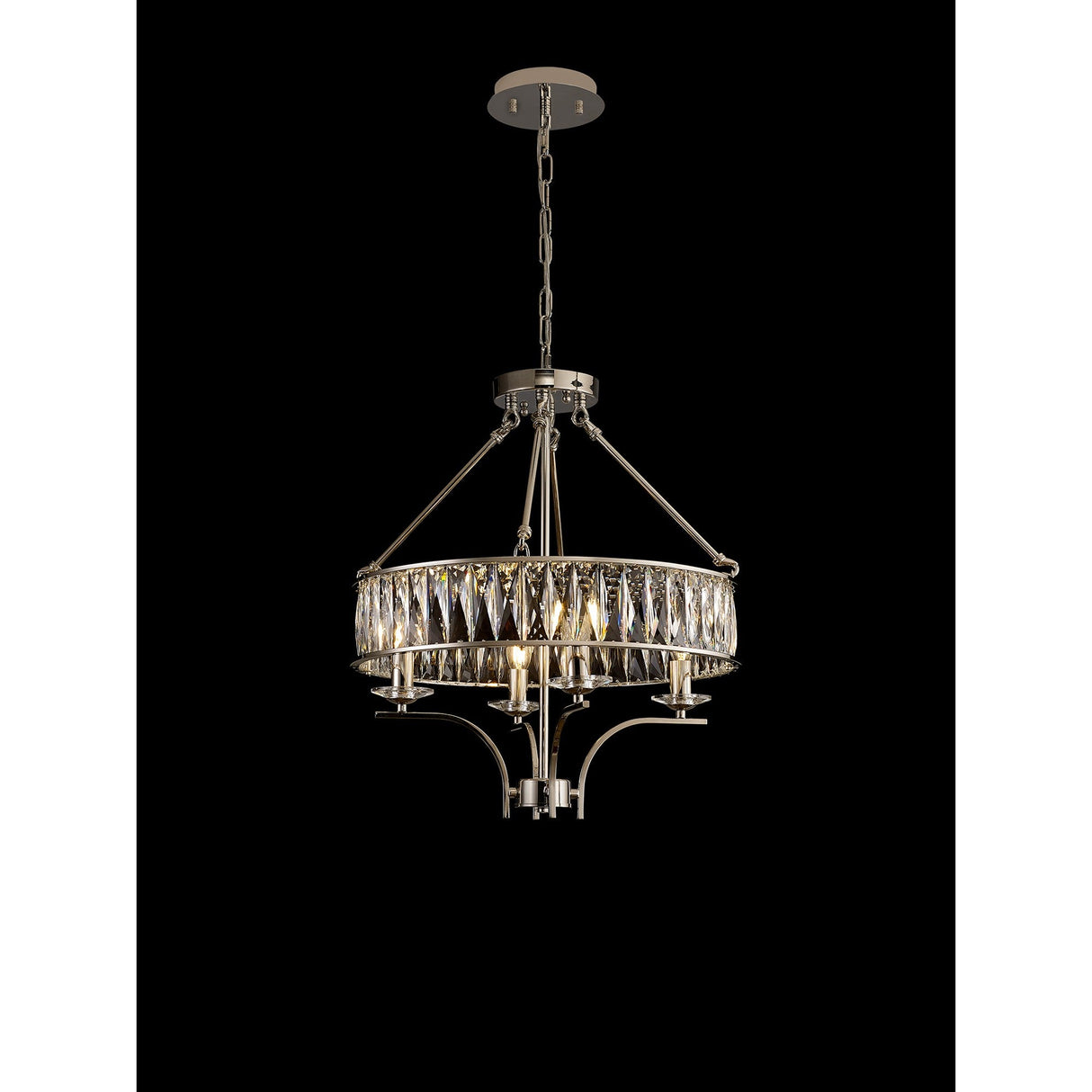 Vivienne 50cm 4 Light Crystal Chandelier/Semi Ceiling - Polished Nickel