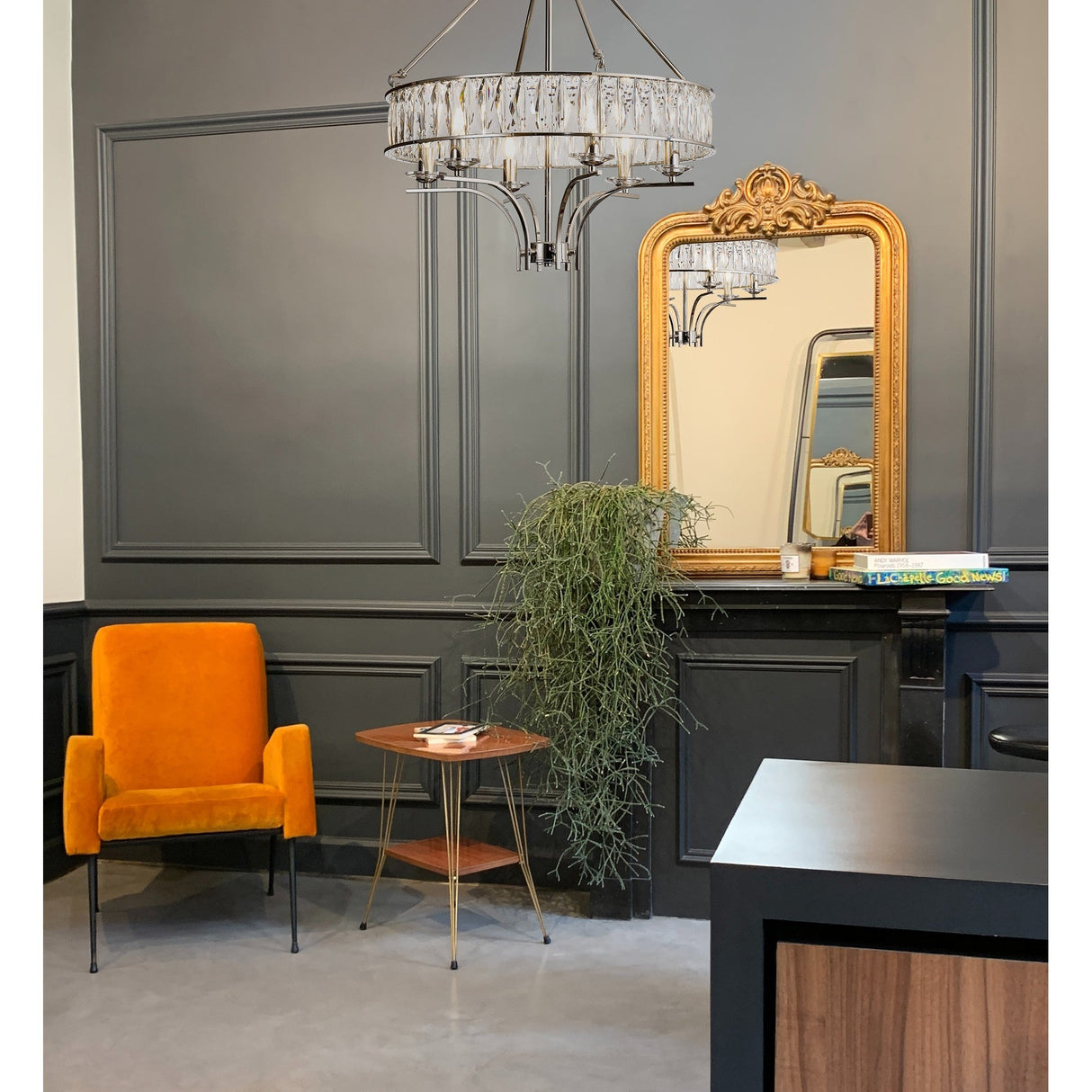 Vivienne 60cm 6 Light Crystal Chandelier/Semi Ceiling - Polished Nickel