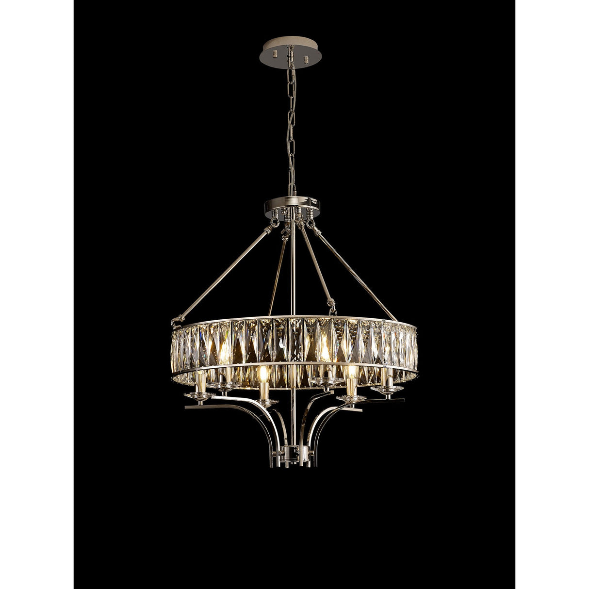 Vivienne 60cm 6 Light Crystal Chandelier/Semi Ceiling - Polished Nickel