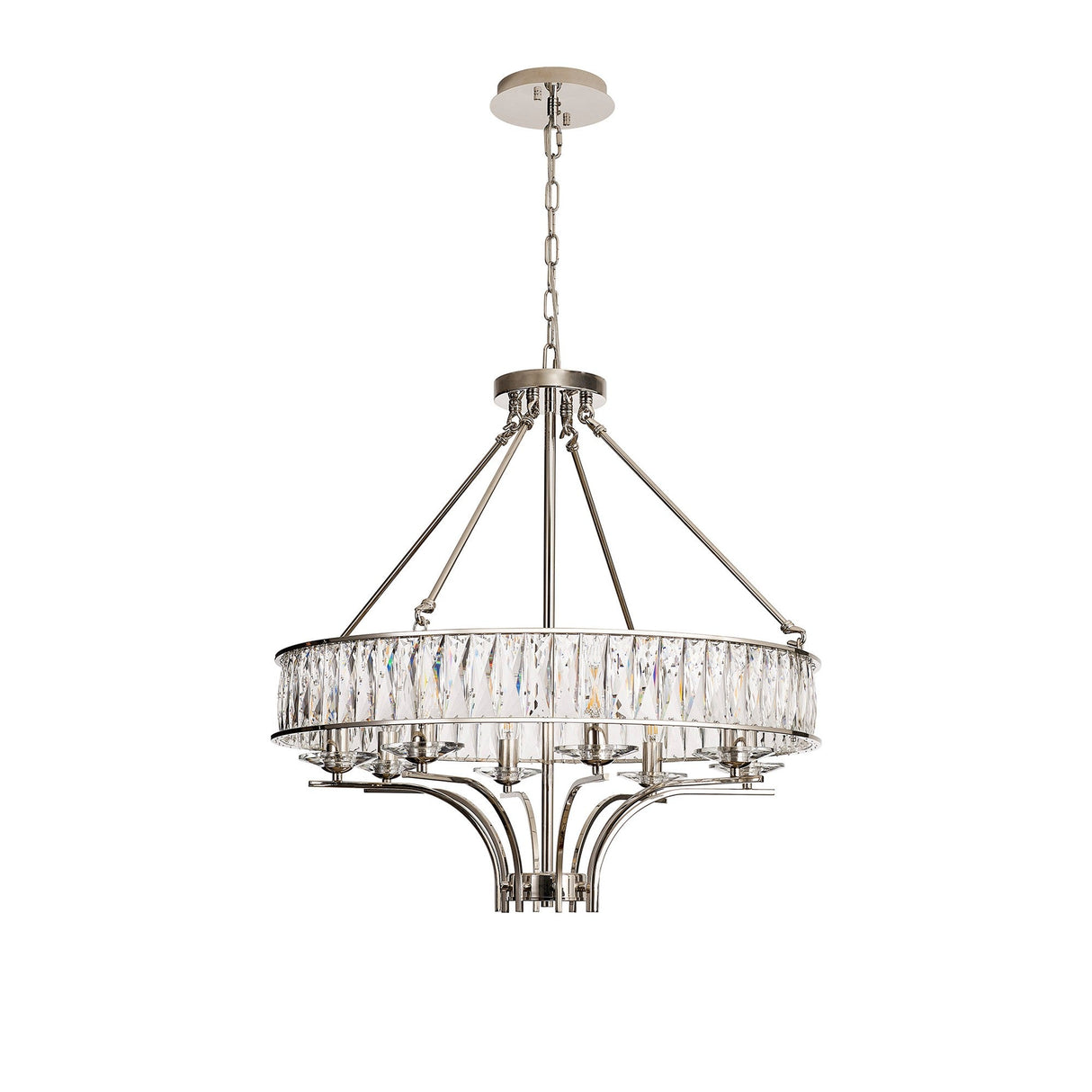 Vivienne 70cm 8 Light Crystal Chandelier/Semi Ceiling - Nickel