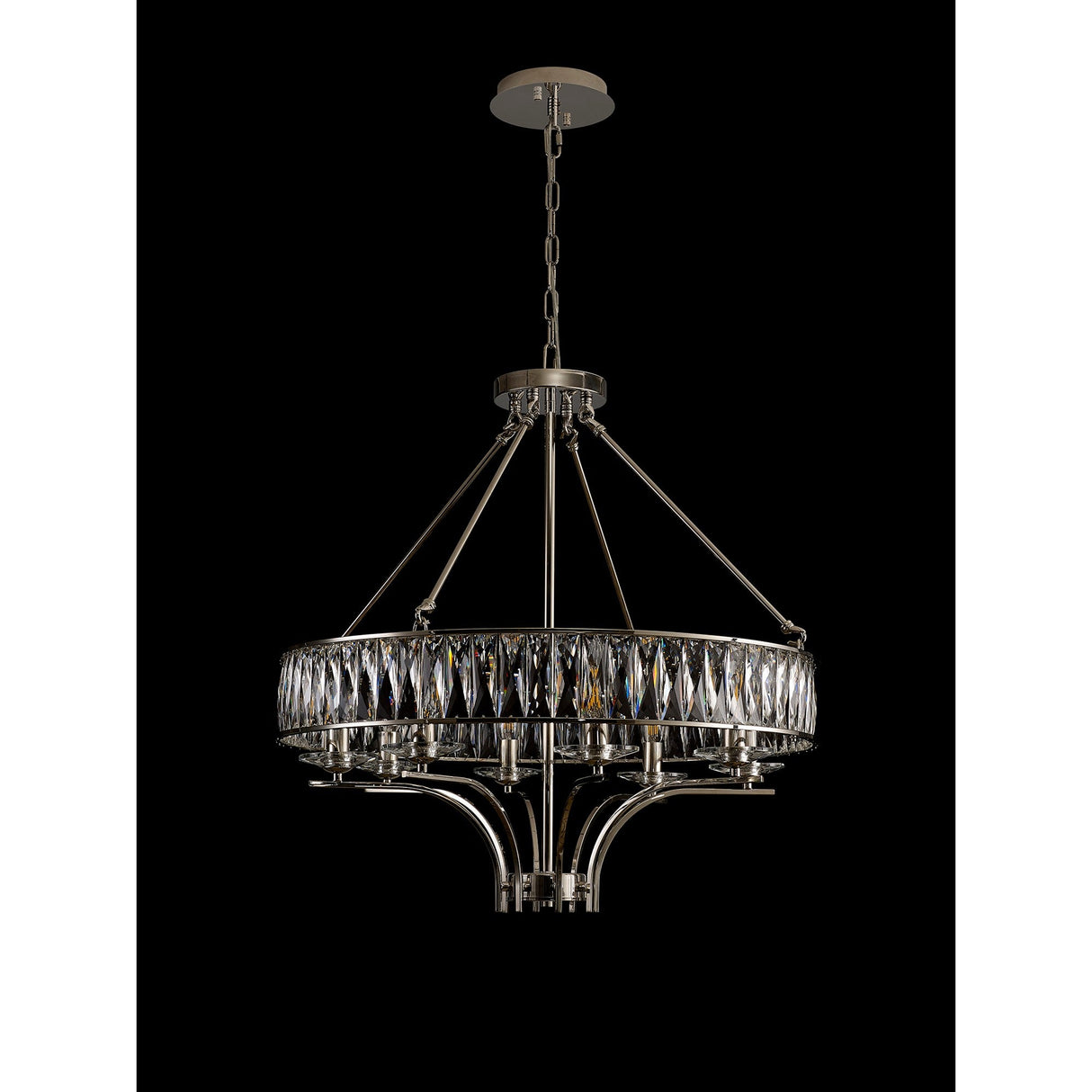 Vivienne 70cm 8 Light Crystal Chandelier/Semi Ceiling - Nickel