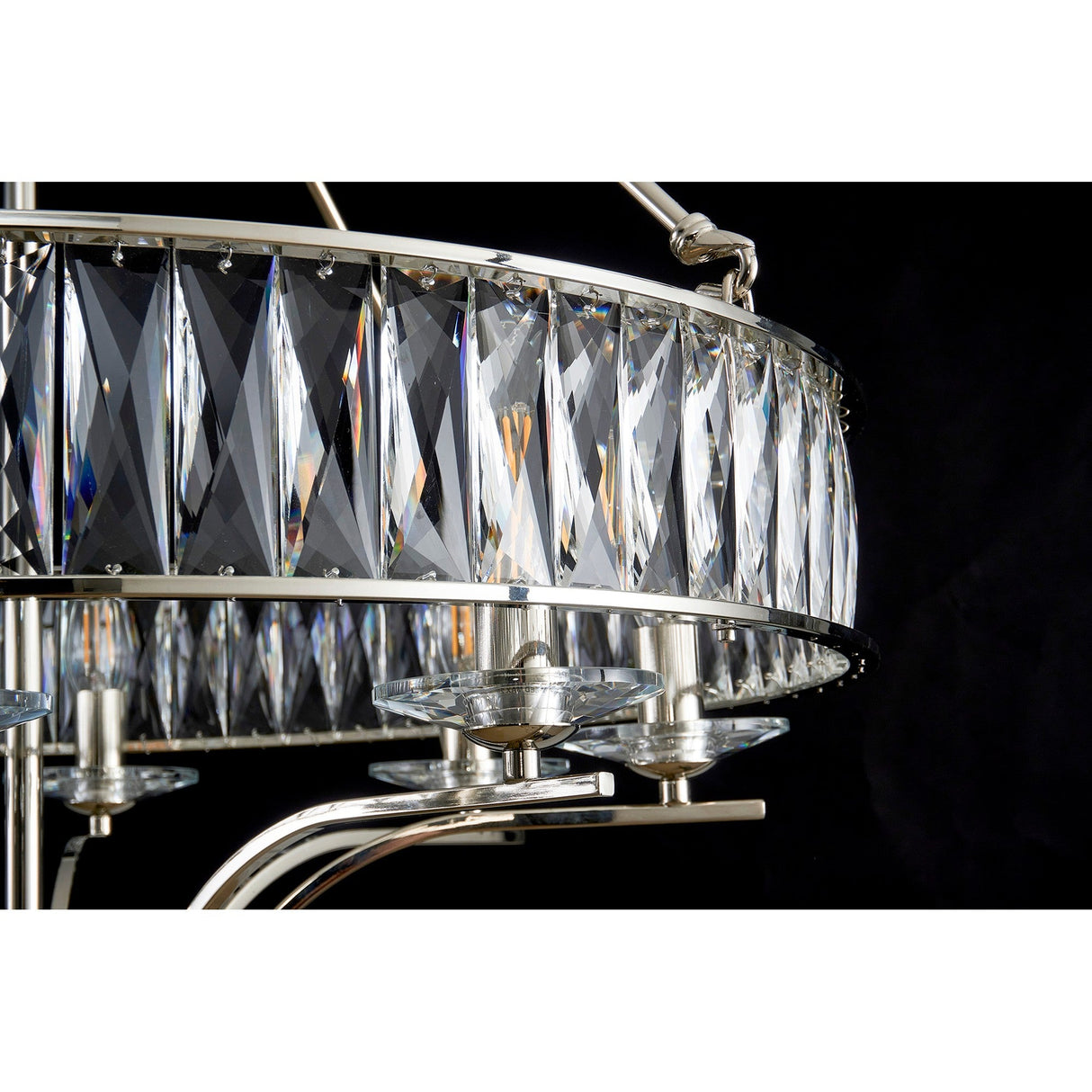 Vivienne 70cm 8 Light Crystal Chandelier/Semi Ceiling - Nickel