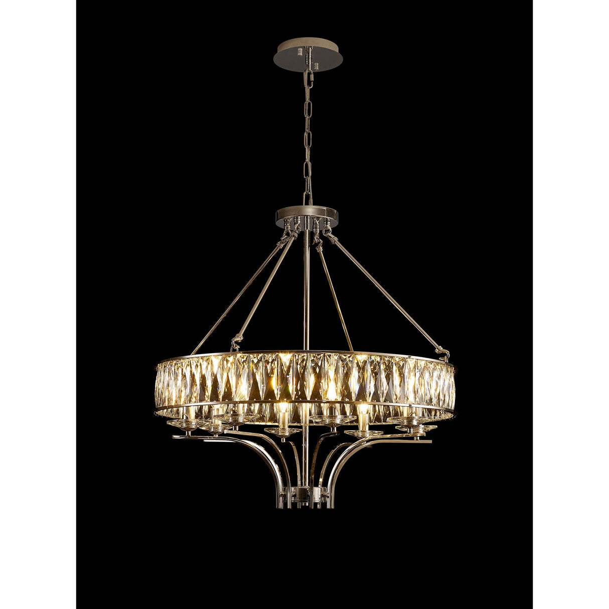 Vivienne 70cm 8 Light Crystal Chandelier/Semi Ceiling - Nickel