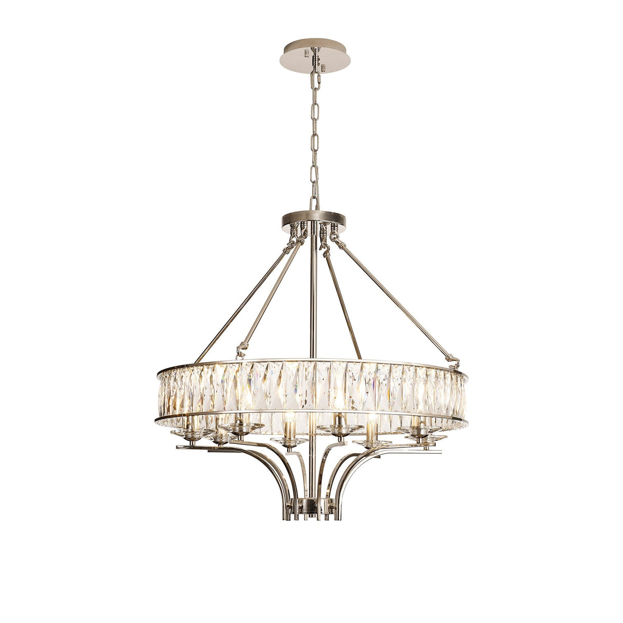 Vivienne 70cm 8 Light Crystal Chandelier/Semi Ceiling - Nickel