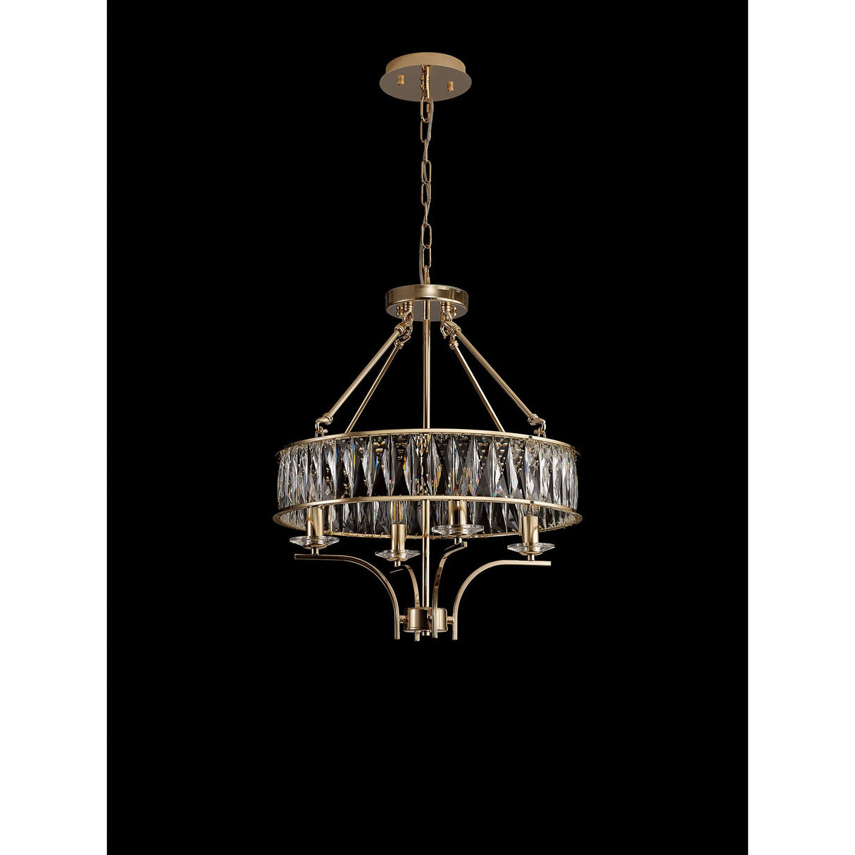 Vivienne 50cm 4 Light Crystal Chandelier/Semi Ceiling - French Gold
