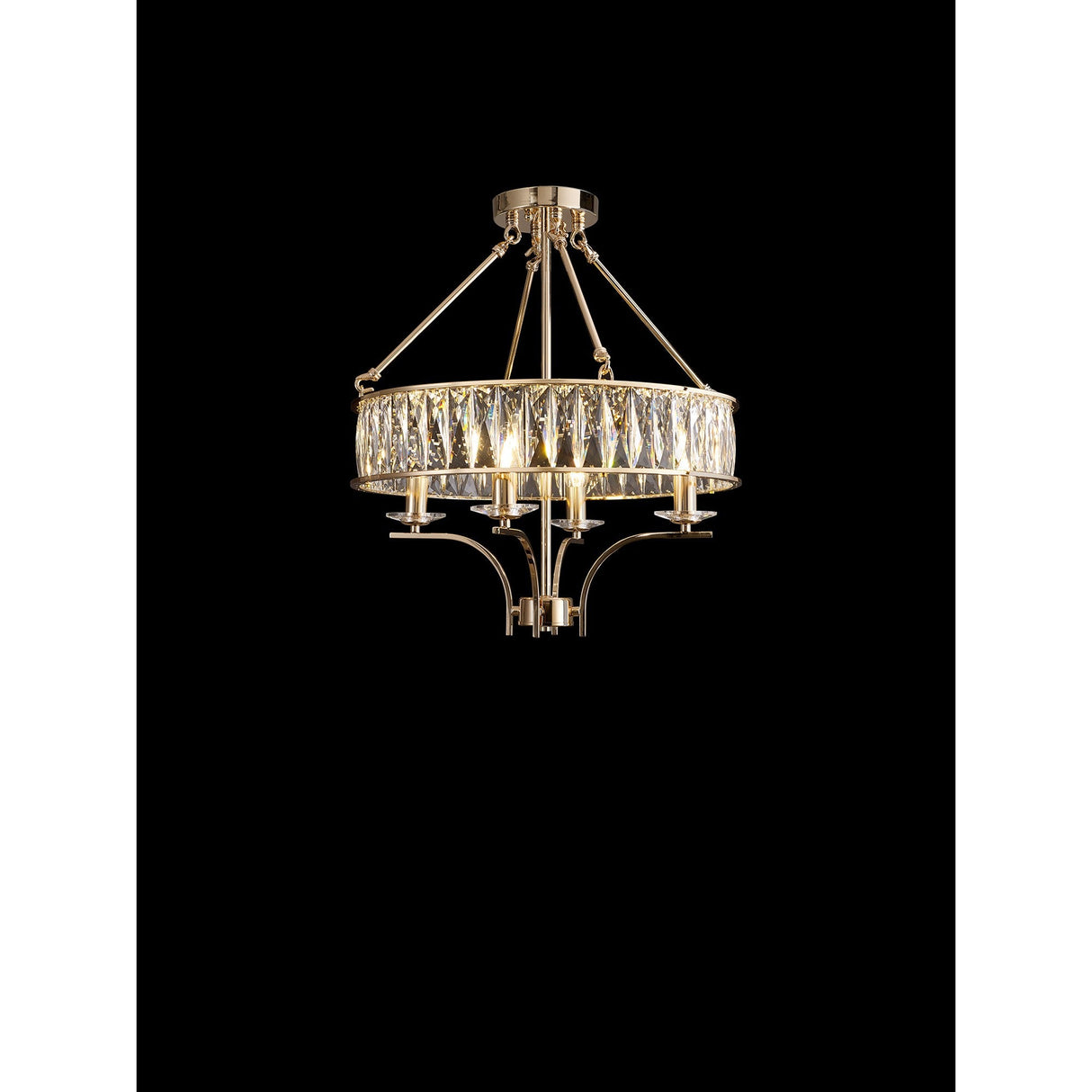 Vivienne 50cm 4 Light Crystal Chandelier/Semi Ceiling - French Gold