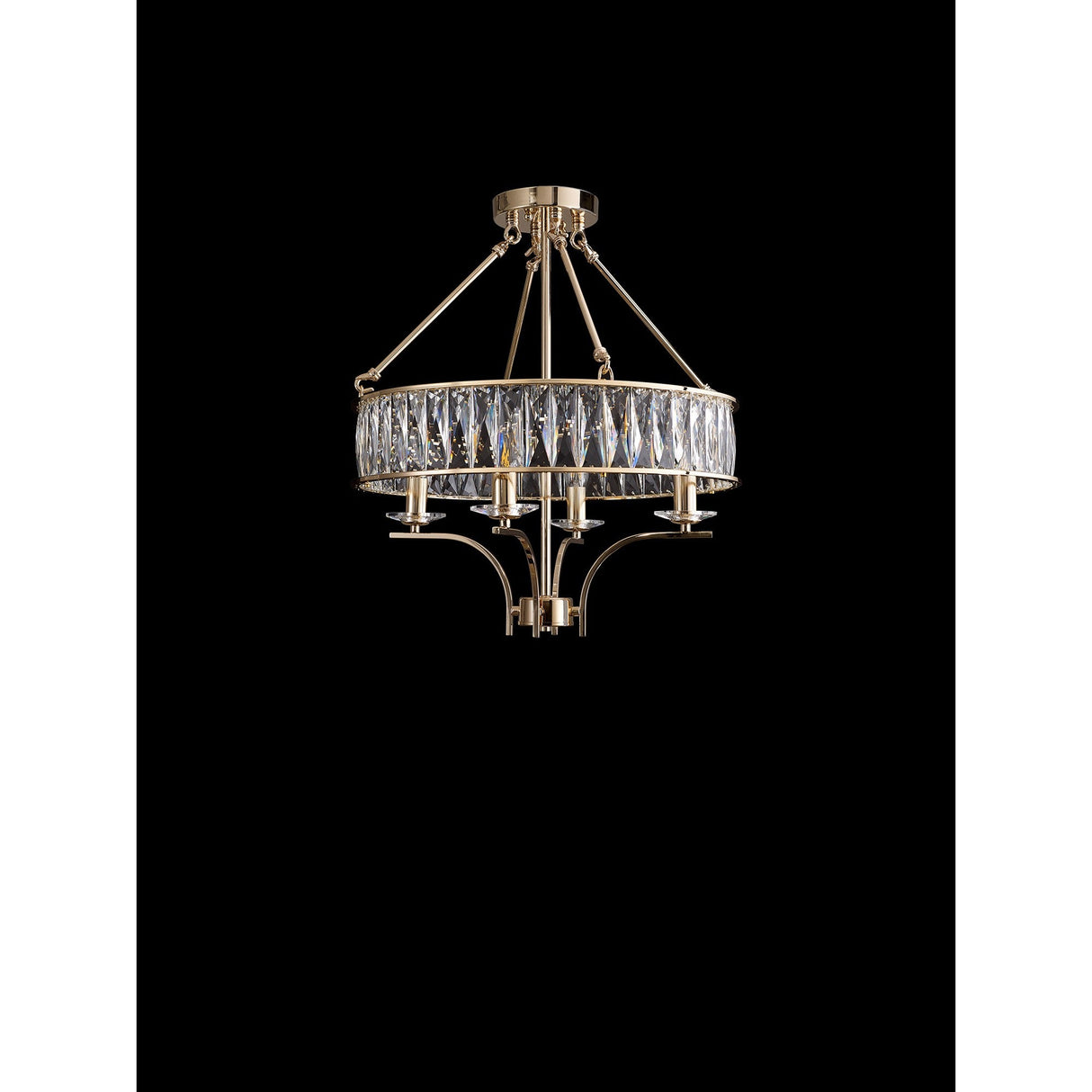 Vivienne 50cm 4 Light Crystal Chandelier/Semi Ceiling - French Gold