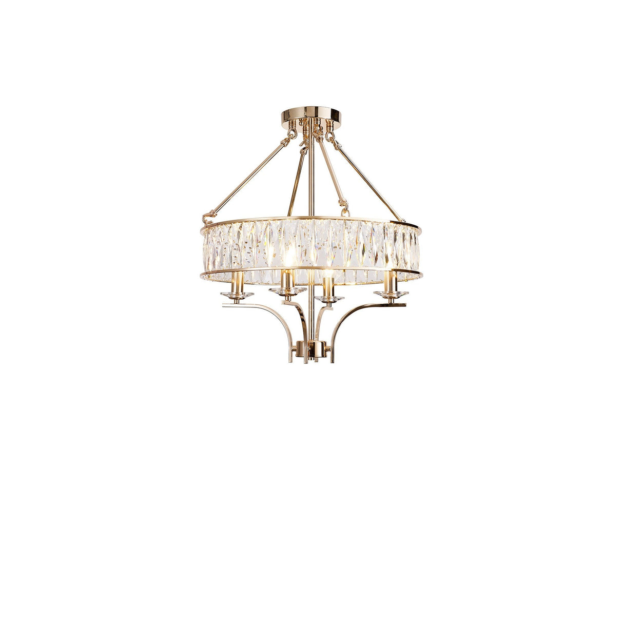 Vivienne 50cm 4 Light Crystal Chandelier/Semi Ceiling - French Gold