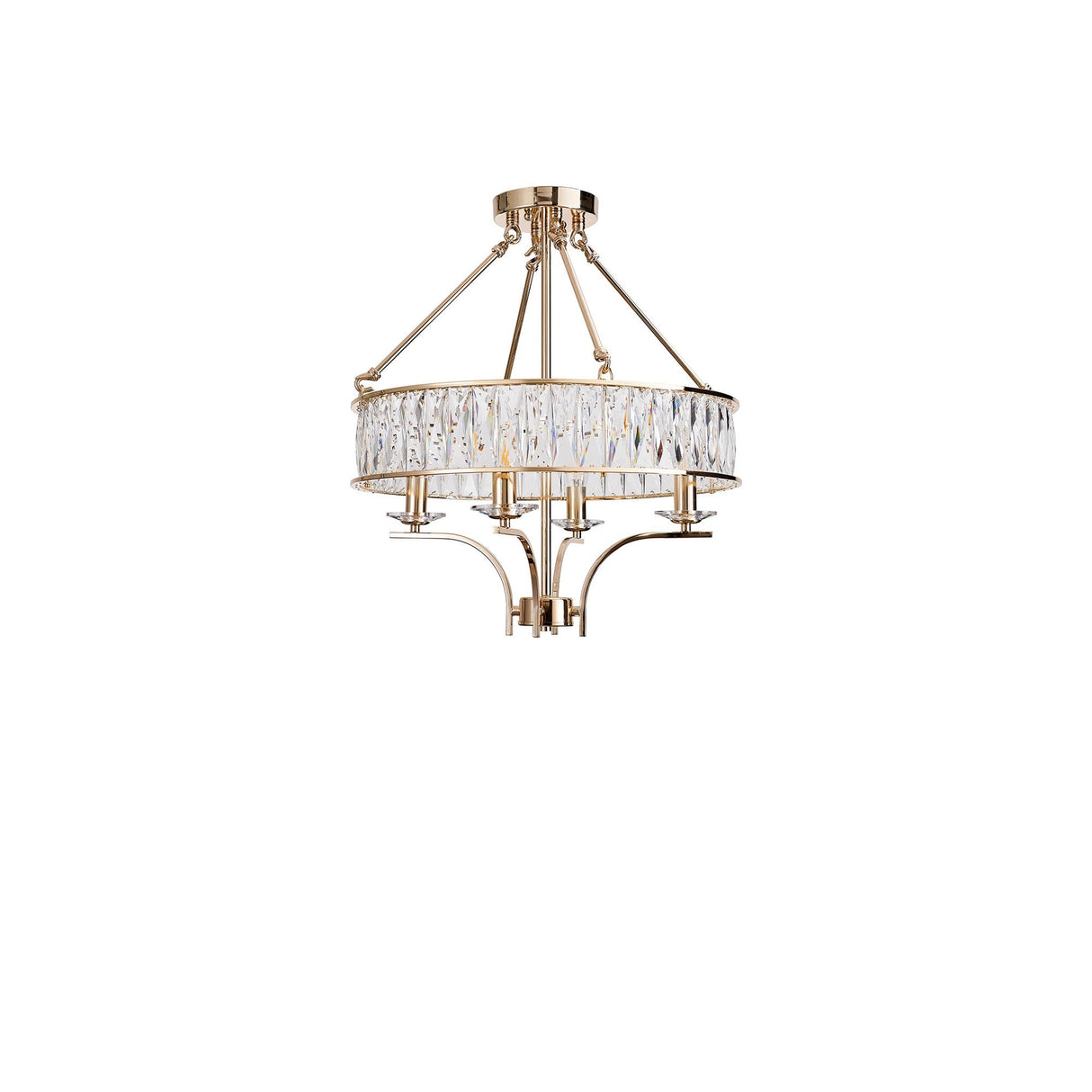 Vivienne 50cm 4 Light Crystal Chandelier/Semi Ceiling - French Gold