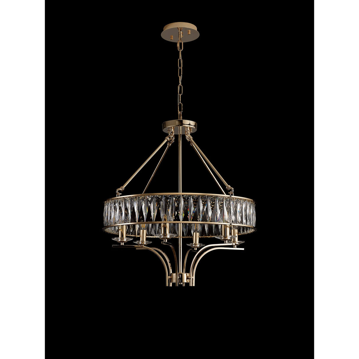 Vivienne 60cm 6 Light Crystal Chandelier/Semi Ceiling - French Gold