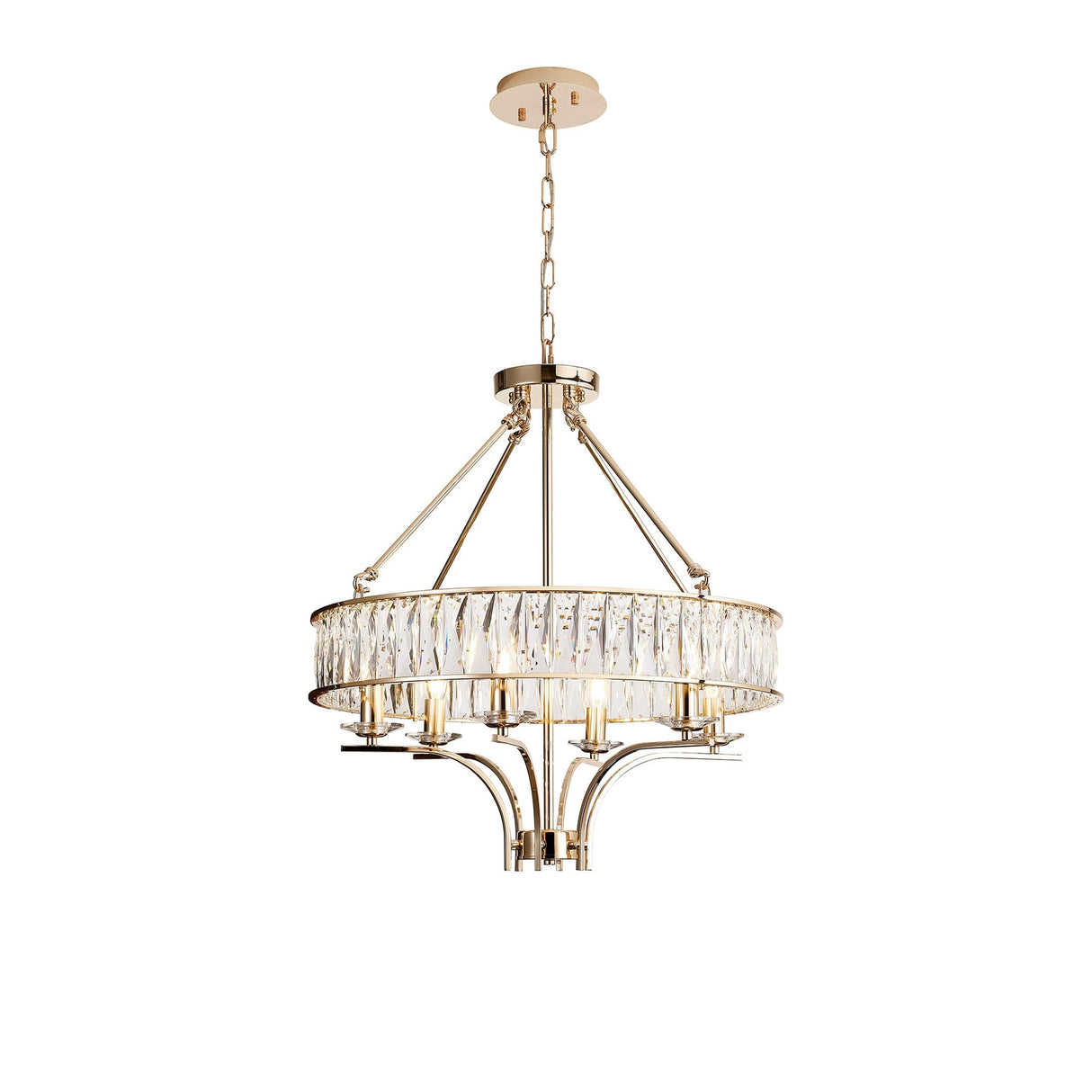 Vivienne 60cm 6 Light Crystal Chandelier/Semi Ceiling - French Gold