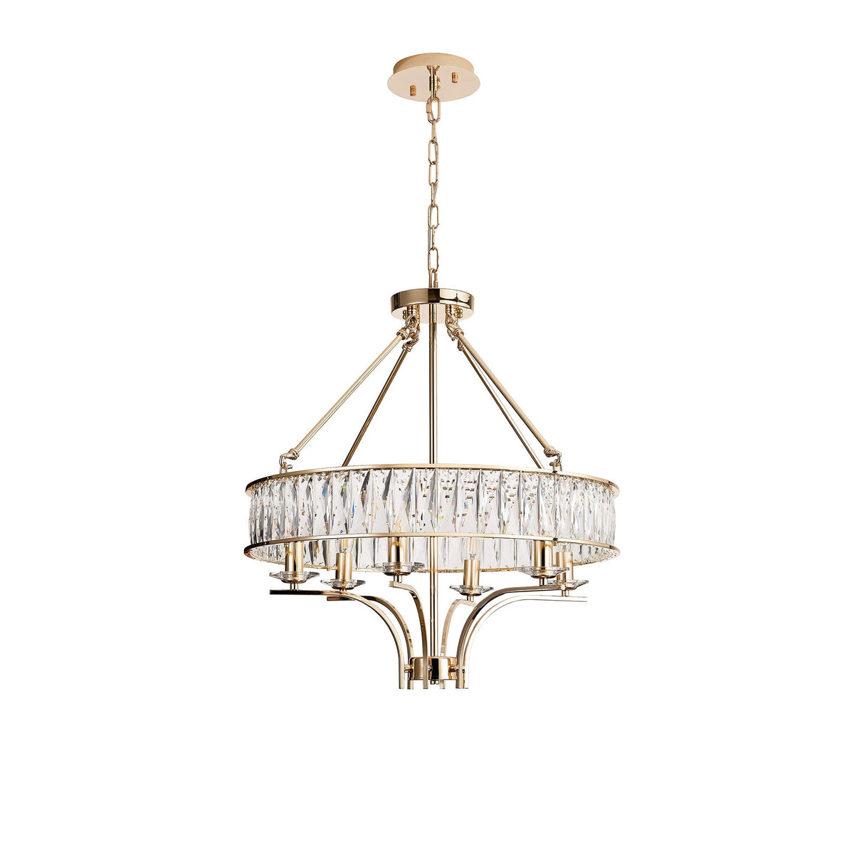 Vivienne 60cm 6 Light Crystal Chandelier/Semi Ceiling - French Gold