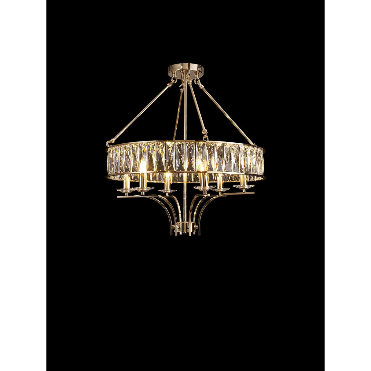Vivienne 60cm 6 Light Crystal Chandelier/Semi Ceiling - French Gold