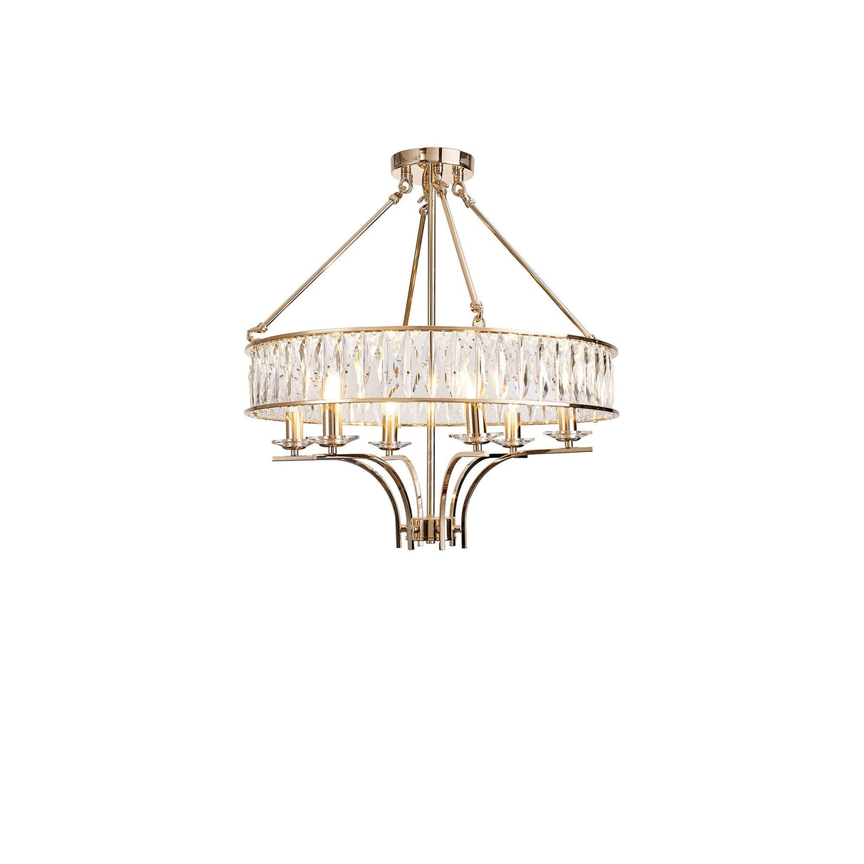 Vivienne 60cm 6 Light Crystal Chandelier/Semi Ceiling - French Gold