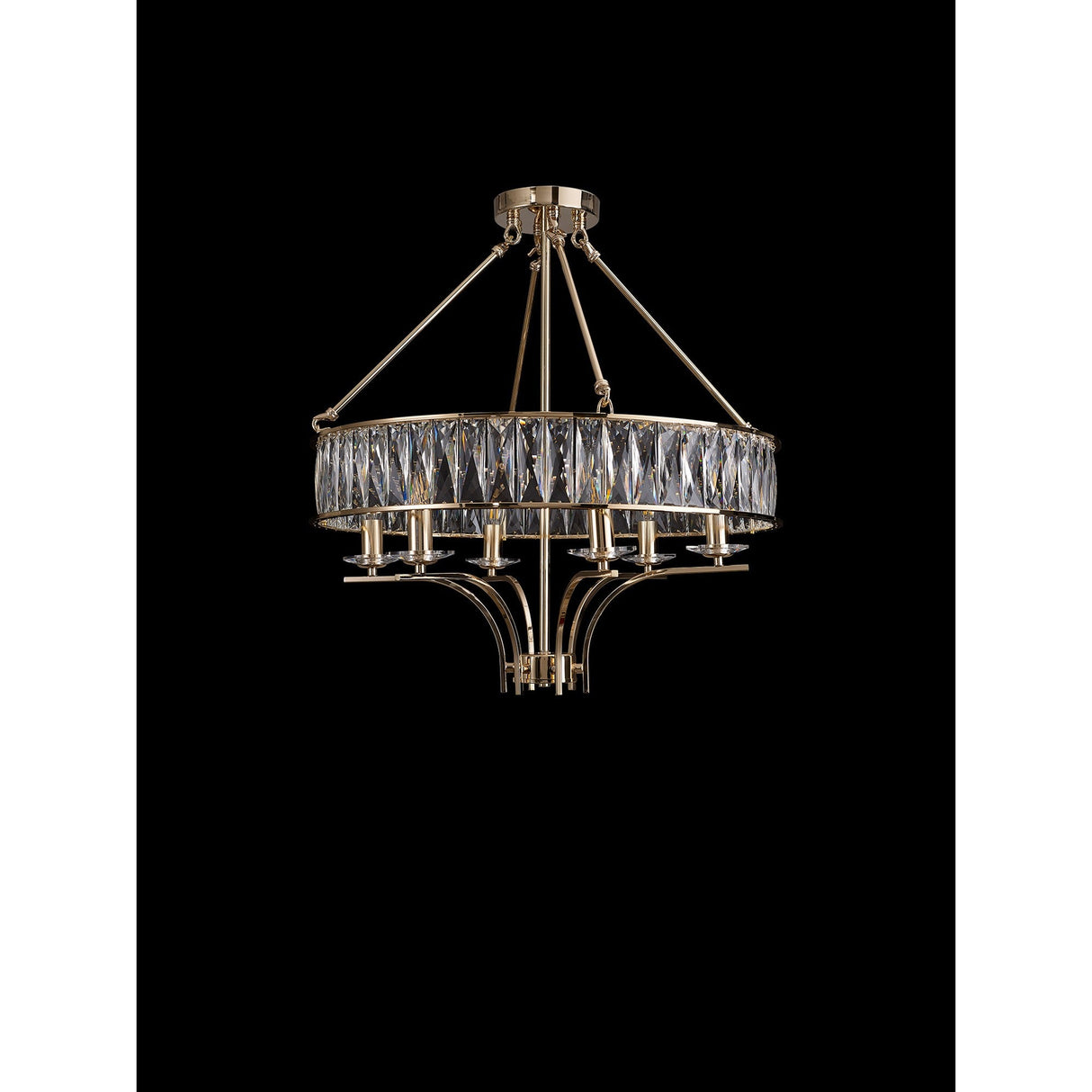Vivienne 60cm 6 Light Crystal Chandelier/Semi Ceiling - French Gold