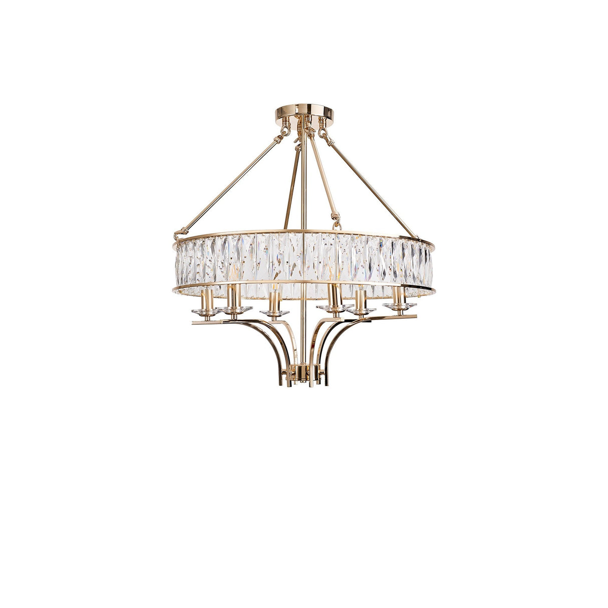 Vivienne 60cm 6 Light Crystal Chandelier/Semi Ceiling - French Gold