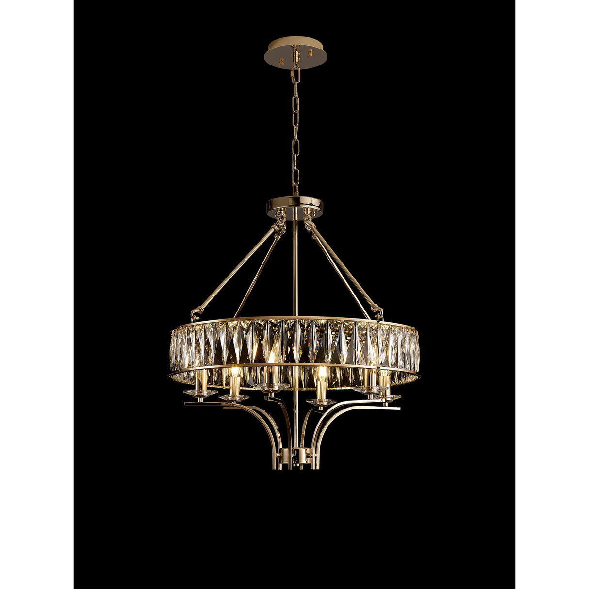 Vivienne 60cm 6 Light Crystal Chandelier/Semi Ceiling - French Gold