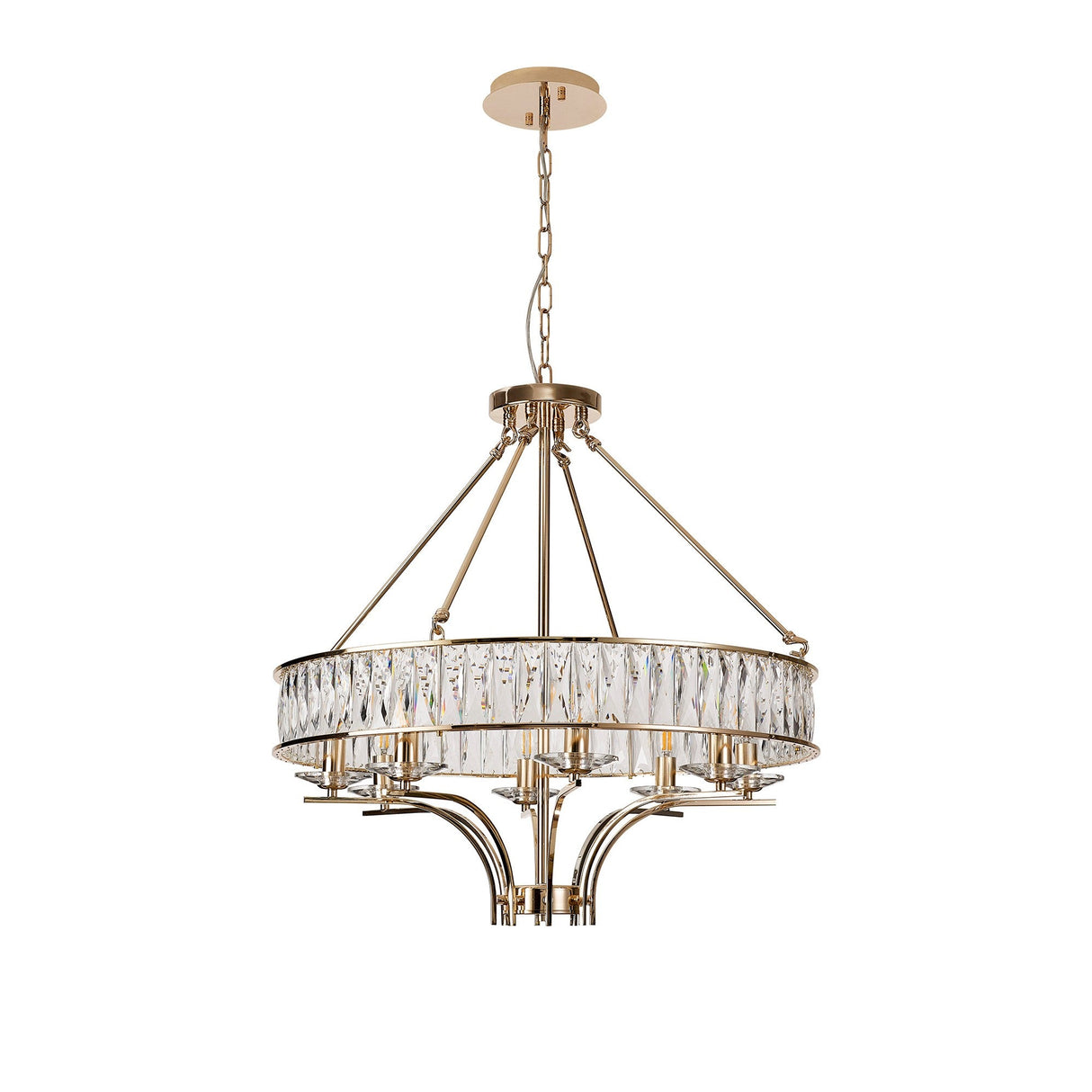 Vivienne 70cm 8 Light Crystal Chandelier/Semi Ceiling - French Gold