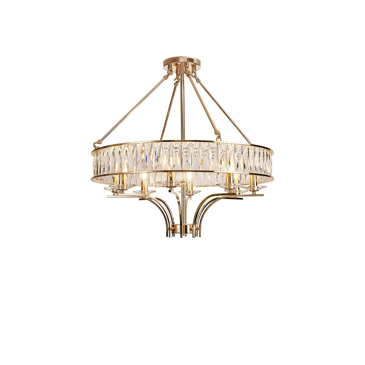 Vivienne 70cm 8 Light Crystal Chandelier/Semi Ceiling - French Gold