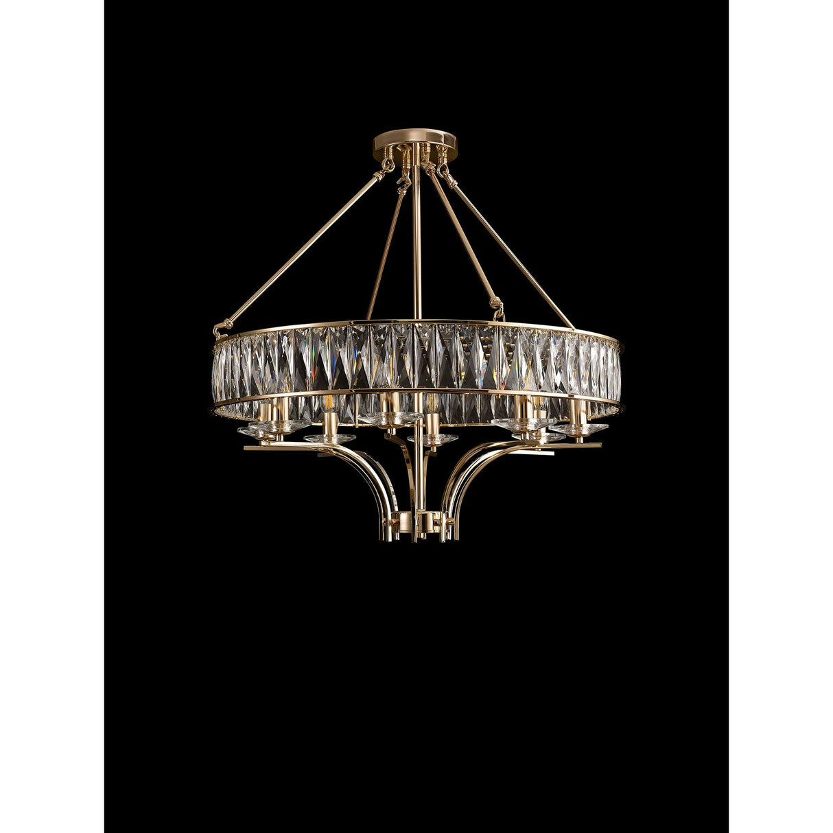 Vivienne 70cm 8 Light Crystal Chandelier/Semi Ceiling - French Gold