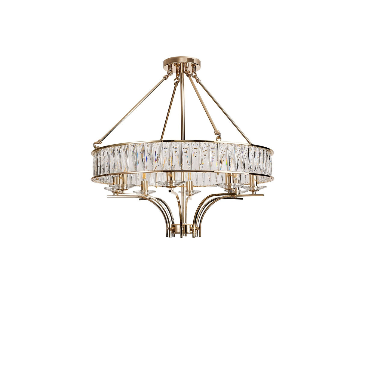 Vivienne 70cm 8 Light Crystal Chandelier/Semi Ceiling - French Gold