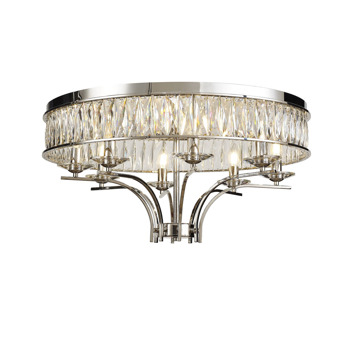 Vivienne 8 Light Crystal Semi-Flush Ceiling Light – Polished Nickel