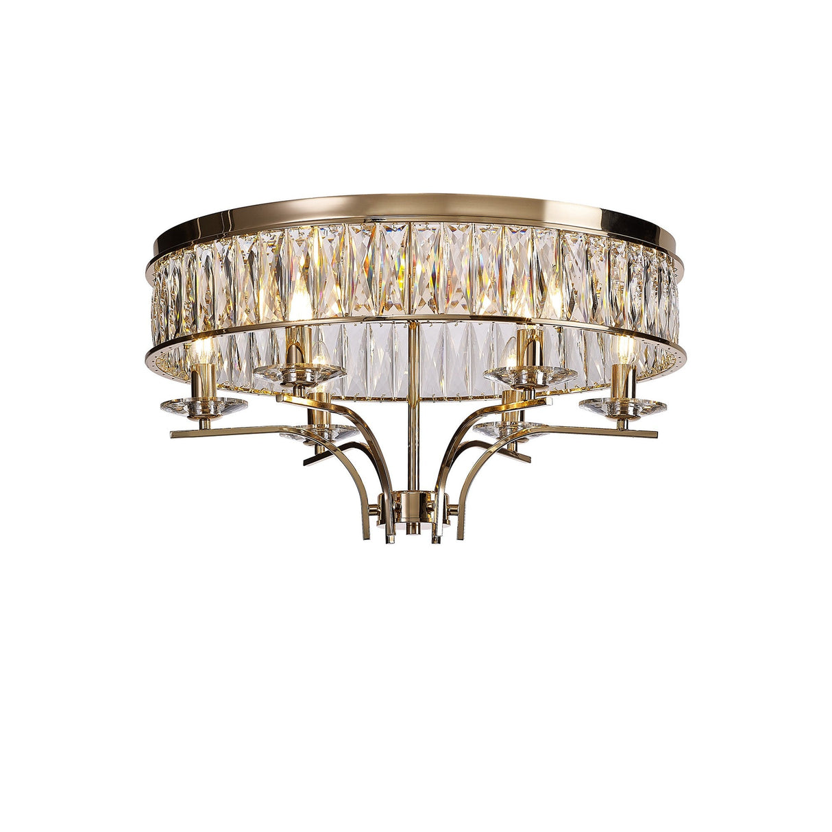 Vivienne 6 Light Crystal Semi-Flush Ceiling Light – French Gold