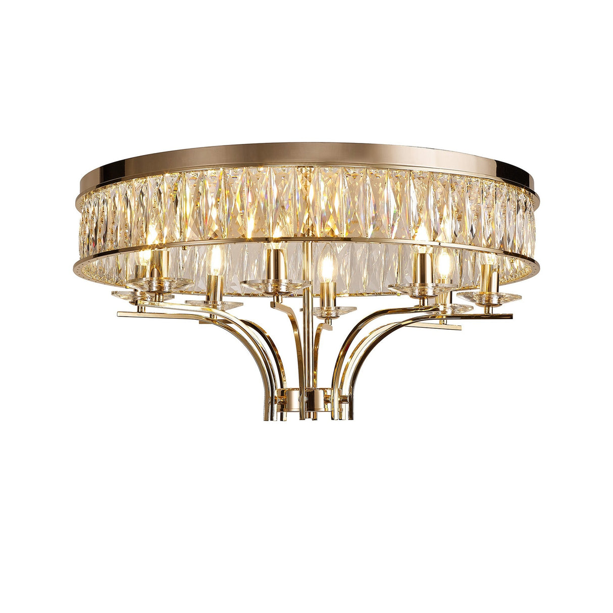 Vivienne 8 Light Crystal Semi-Flush Ceiling Light – French Gold