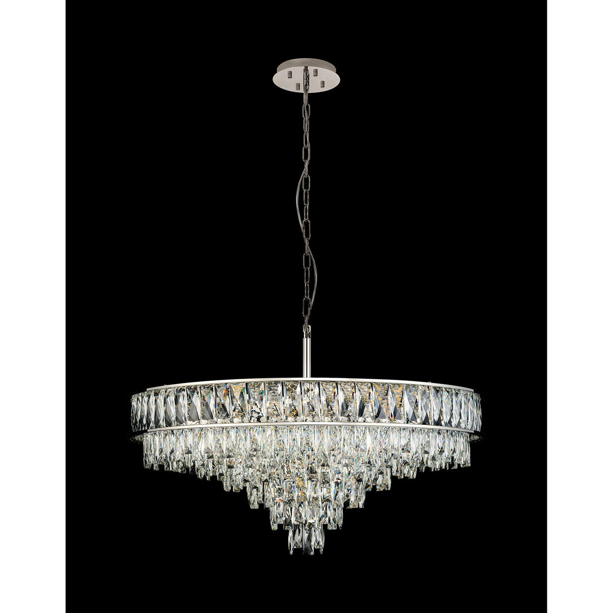 Vivienne 70cm 11 Light Crystal Chandelier/Semi Flush - Polished Nickel