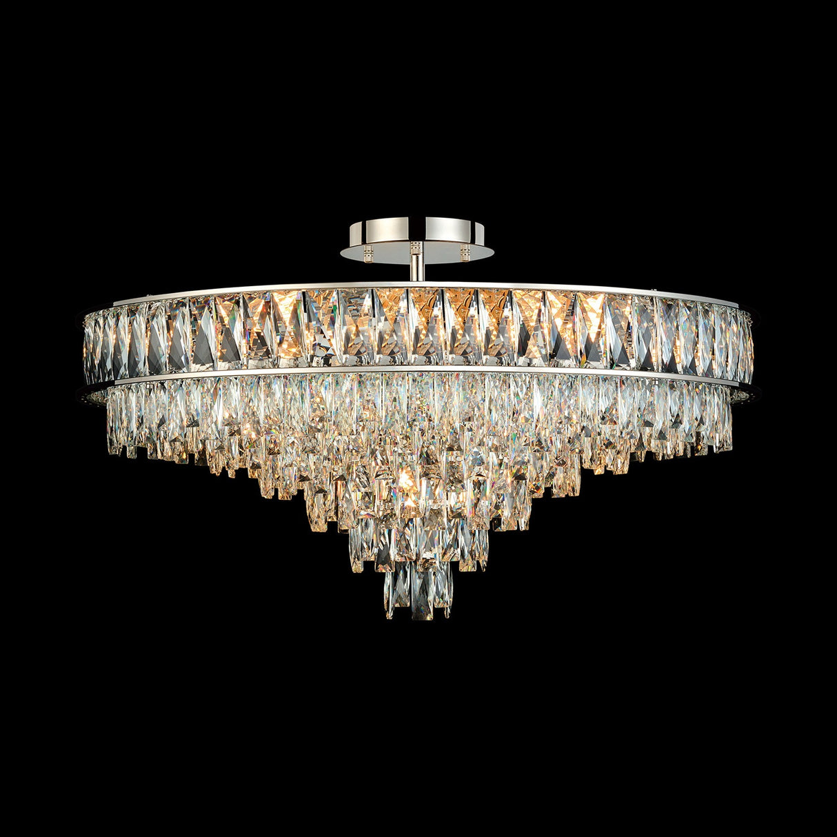 Vivienne 70cm 11 Light Crystal Chandelier/Semi Flush - Polished Nickel
